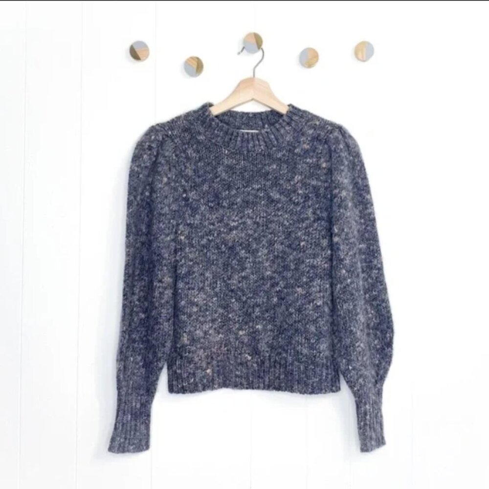 MADEWELL Pleat-Shoulder Pullover Sweater \\ Size XS // Marled Wool-Blend